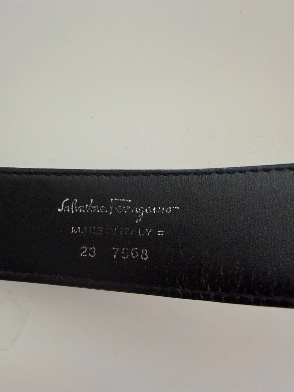 Salvatore Ferragamo Black Leather Belt with Silver-Tone Signature Buckle